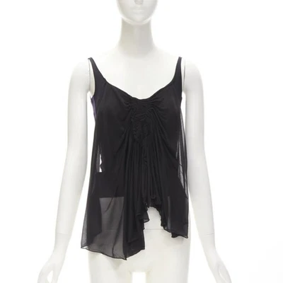 GUCCI TOM FORD Vintage black ruched gathered draped purple web tank XS - Image 1 of 4