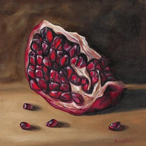 original painting 30 x 30 cm 47KvA artwork oil paints modern pomegranate fruit - Picture 1 of 3
