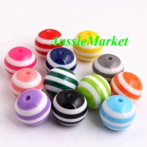 50 x beads striped stripe kids girls child necklace bracelet parts glossy 10mm - Picture 1 of 1