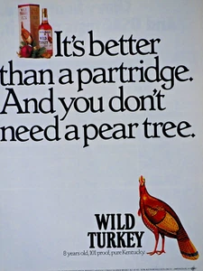 Wild Turkey Christmas Vintage 1987 Better Than A Partridge Original Print Ad - Imagen 1 de 3