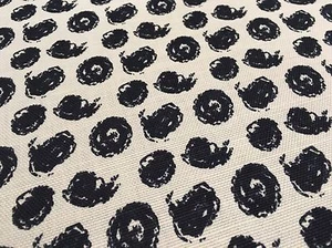 Schumacher Studio Bon Circle Dot Handprint Fabric- Tilly / Midnight 2.10 yds - Picture 1 of 4