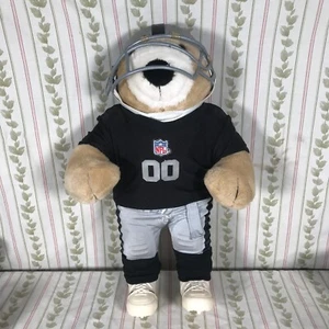Vintage Oakland Raiders Pro Bear Football NFL Spiel Stofftier Plüschtier Silber Schwarz - Bild 1 von 14