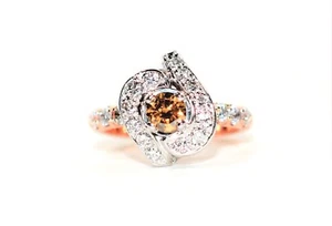 Natural Fancy Diamond Ring 14K Solid Rose Gold 1.58tcw Engagement Ring Brown - Picture 1 of 12