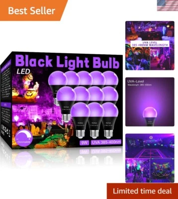 12-Pack LED Blacklight Bulbs - Energy Efficient A19 9W Replacement for 100W - Image 1 of 4