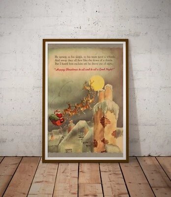 1953 Night Before Christmas Book POSTER (up to 24" x 36") - Santa Claus - Sleigh - Image 1 of 4