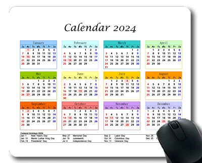 Calendar 2024 Year Mouse Pad,Pink Mouse Pad with Stitched Edge - Image 1 of 4