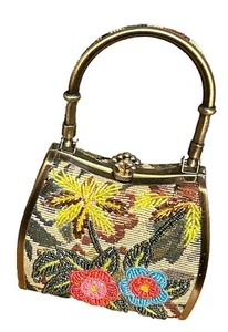 Colección ERMO Bolso de Mano con Cuentas Multi Floral Nuevo Cartera Pequeño Bolso sin asas Palmeras - Imagen 1 de 5