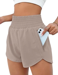 Women'S Athletic Shorts High Waisted Running Shorts Pocket Sporty Short Gym Elas - Picture 1 of 12