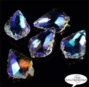 5 GRANDES COLGANTES GOTA CAPTADOR DE SOL HOJA FACETADA CRISTAL 28mm FENG SHUI GLS96 - Imagen 1 de 2