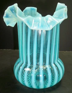Northwood Opalescent Glass Striped Celery Vase EAPG Victorian Scarce 1890s - Picture 1 of 6