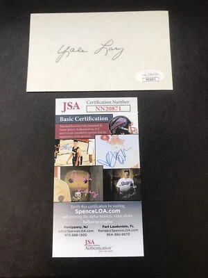 Yale Lary HOF Lions Pro Football Autographed Signed 3x5 Index Card JSA CERTIFIED - Image 1 of 4