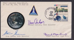 Norman Carlson, Stan Gross, Test Directors, signed STS-7 Challenger Launch Cover - Picture 1 of 2