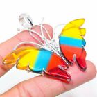 Butter Fly- Tri-Color Tourmaline Gemstone Handmade Jewelry Pendant 2.56" PP-237