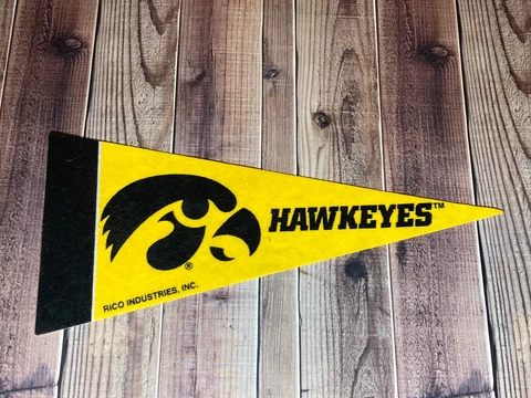 Iowa Hawkeyes Mini Pennant 9X4 Inch, Felt, Made in USA, Flag Cover