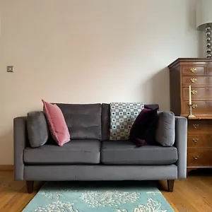 Grey Velvet Sofa 2 Seater - Picture 1 of 6