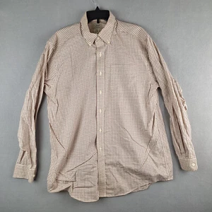 LL Bean Shirt Mens Large Tan Plaid Button Down Long Sleeve Wrinkle Resistant - Picture 1 of 11
