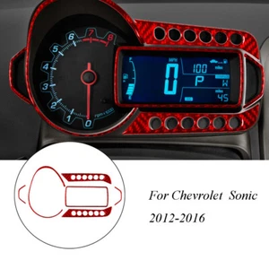 For Chevrolet Sonic Qty6 Red Carbon Fiber Interior Speedmeter Accent Cover Trim  - Picture 1 of 12