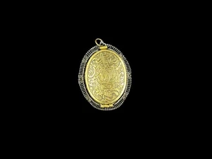 Victorian Pendant Locket Brass Gold Tone & Metal RARE, Detailed 4 Photo Locket - Picture 1 of 8