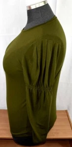 Ann Taylor Top Gr. XL dunkelgelb grün weicher Strick gesmokte Ärmel Wollmischung - Bild 1 von 5