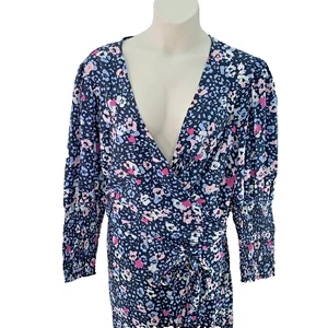 Simply Be Wrap Maxi Dress, Size UK 32, Blue Animal - Picture 1 of 17