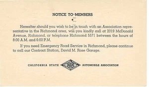 US Sc# UX 27 card with California Automobile Association and a slogan cancel - Picture 1 of 2