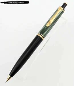 Old Style Pelikan Push Pencil (0.5 mm) D200 Green Marble & Black (gold cap) - Picture 1 of 8