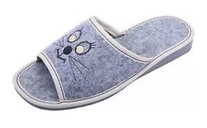 Filzpantoffeln Filzhausschuhe Damen Filz Latschen Leder Pantoffeln Hausschuhe - Bild 1 von 3