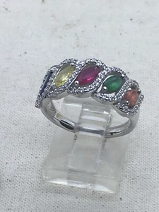 Sterling Silver SZ 7 Multi Gemstone Ring 4.4g (12-1) - Picture 1 of 2
