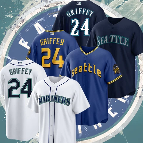 SALE!!! Ken Griffey Jr. #24 Seattle Mariners  Name & Number Baseball T-Shirt Cover