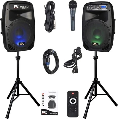 PRORECK Dance 12 Powered PA Speaker System Portable Bluetooth dj 12'' 1000 Watts - Image 1 of 4