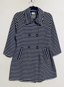 Cabi Jacket Womens Medium Maritime Navy Blue Stripe Knit Trench Nautical 5151 - Picture 1 of 7