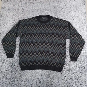 Vtg protege sweater mens xl gray zigzag knit metallic shimmer cosby gandpa - Picture 1 of 15