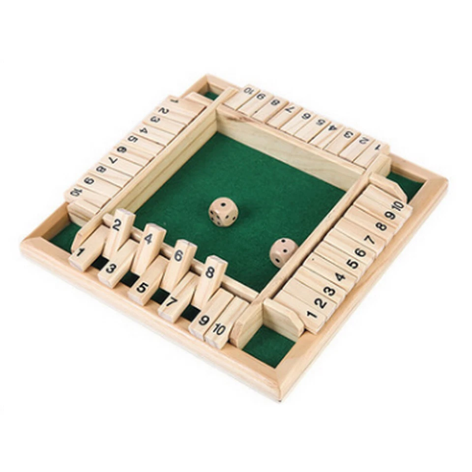 4 Players Shut The Box Dice Game Wooden Board Game Tabletop Party Gift - Image 1 of 4