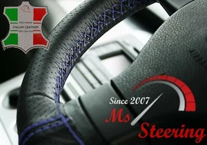 FÜR RANGE ROVER L322 SCHWARZ PERF LEDERLENKRADBEZUG BLAU DBL ST - Bild 1 von 4