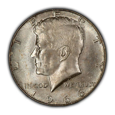 1966 50c Kennedy Half Dollar - Colorful Toning - BU - SKU-H3228 Foto 1 de 4