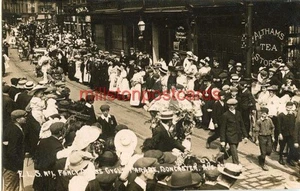 REAL PHOTO POSTCARD FANCY DRESS CYCLE PARADE 1908, DONCASTER WEST YORKS SCRIVENS - Picture 1 of 2