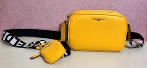 Karl Lagerfeld Paris Maybelle Bright Yellow Crossbody Camera Bag with Pouch - Picture 1 of 9