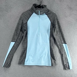 Under Armour Cold Gear Large Blue Long Sleeve 1/2 Zip Fitted Pullover Shirt H2 - Picture 1 of 7