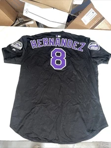 Maglia Hernandez Colorado Rockies usata gioco MLB uomo 50 nera Bp doppia toppa 2003 - Foto 1 di 8
