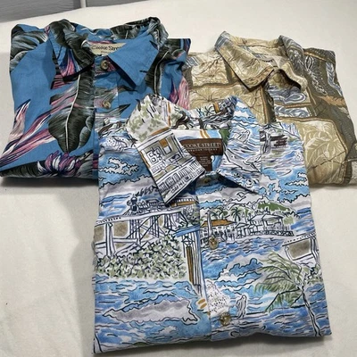 Vintage Cooke Street Hawaiian Shirts Floral Geometric City Lot Of 3 Size Large - Image 1 of 4