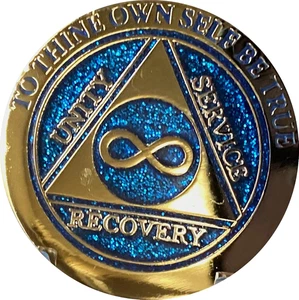 Infinity AA Medaillon Elegant Blau Glitzer Gold Silber Bi-Plated Eternity Chip - Bild 1 von 2