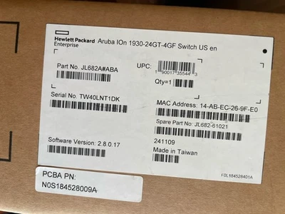 Switch de encendido instantáneo de redes HPE serie 1930 24 puertos Gb (JL682A#ABA) nuevo envío y envío Foto 1 de 2