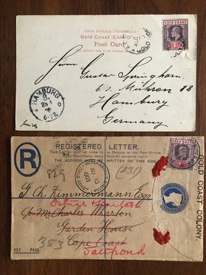 2 X Золотой побережье старая открытка обложка зарегистрирована в Германии 1903!! - Изображение 1 из 2