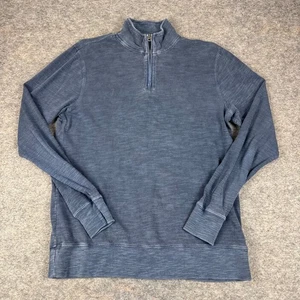 Faherty 1/4 Zip Pullover Long Sleeve Cotton Blue Mens Medium M - Picture 1 of 11
