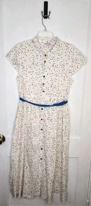 April Cornell Kleid Damen groß bunt gepunktet Flügelärmel Bindeband Taille - Bild 1 von 5