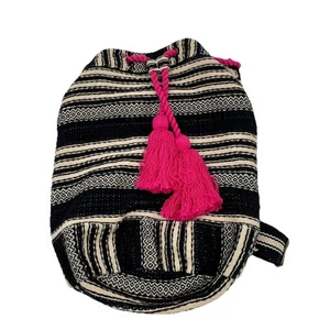 MOCHILA BILLABONG Boho Azteca Cordón Ajustable Rayas Surfista Borla Playa - Imagen 1 de 12