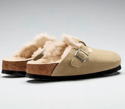 Birkensstock Women's Boston Suede Shearling-Lined Clogs - Image 1 of 4