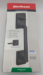 Manija de puerta negra mate Kwikset San Clemente con manija de puerta cuadrada Halifax - Imagen 1 de 4