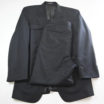 Paulo Solari 44L 36x30 Negro Rayas Lana Cachemira Hombres Chaqueta Pantalones Traje Foto 1 de 4