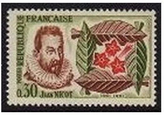 França 989 bloco/4, sem marca de charneira. Mi 1340. Jean Nicot, uso de tabaco na França, 400, 1961. - Imagem 1 de 1